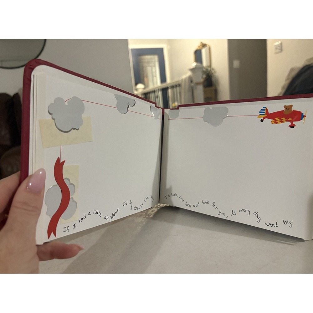 Red Scrapbook Baby Album Handmade Bear Vintage 8x6 Boy Newborn Book Boats cars - Picture 5 of 8